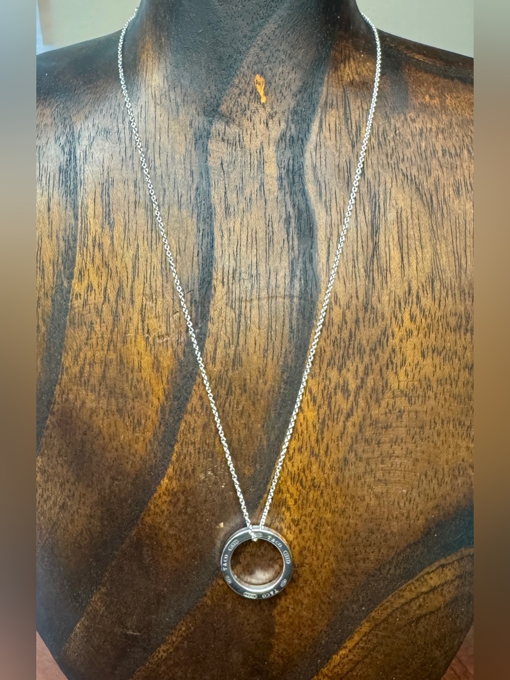 Tiffany & Co. Sterling Silver Circle Pendant Necklace with Tiffany Blue Pouch - Picture 4 of 11